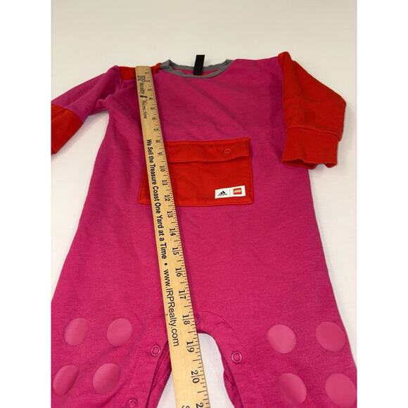 Adidas x Lego Magenta Duplo Jumpsuit Pajama Baby Unisex Size 12 Month Outfit - Picture 7 of 14